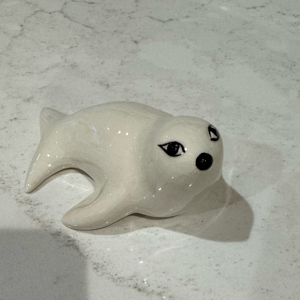 Vintage ceramic baby seal figurine,